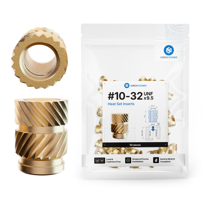 Heat set insert #10-32 UNF monteret i 3D-printet del