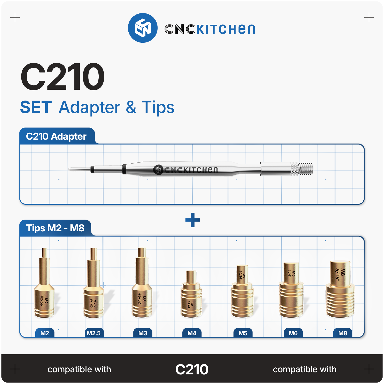 CNC Kitchen C210-adapter med M5-gevind til installationsspidser