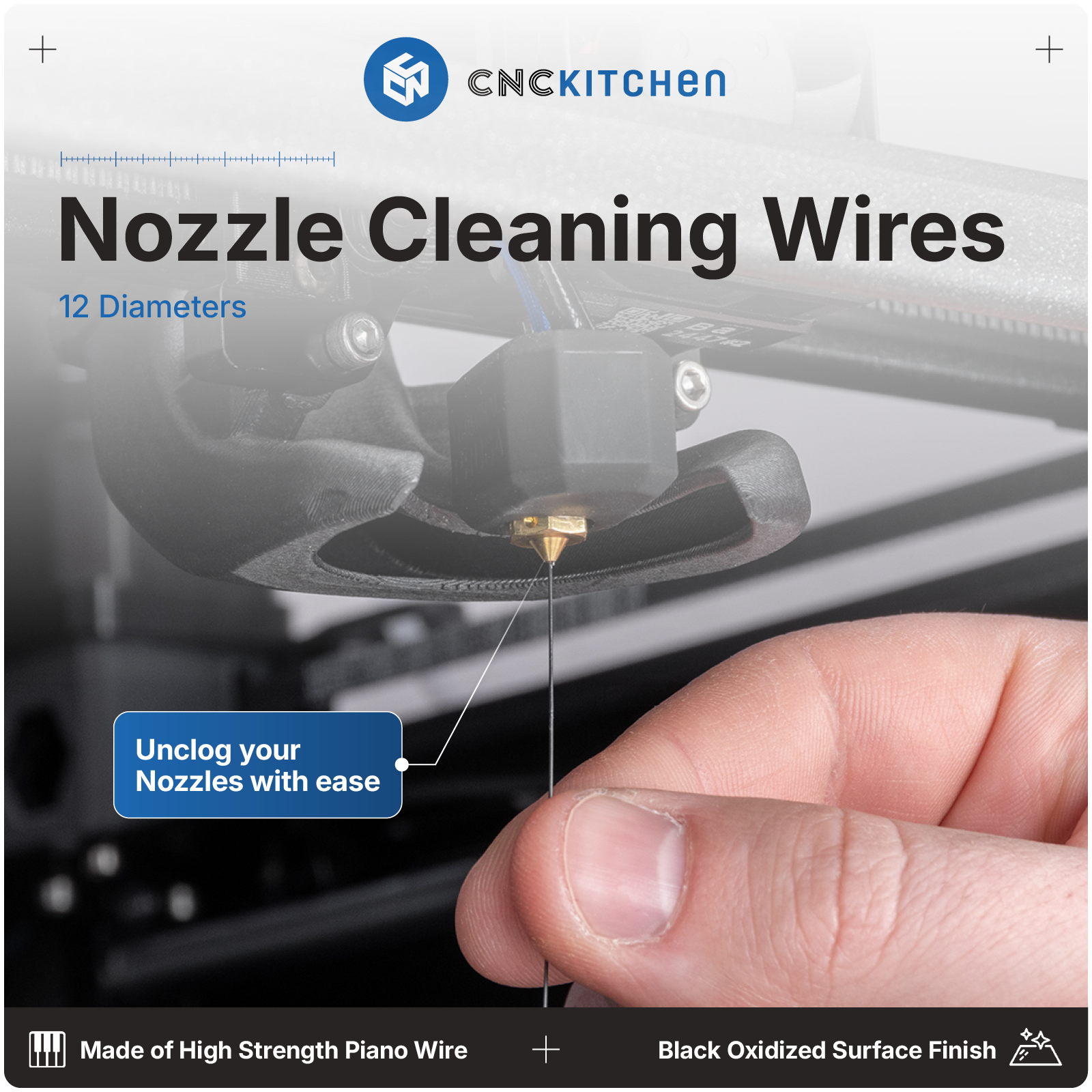 Rensning af tilstoppet nozzle med cleaning wire