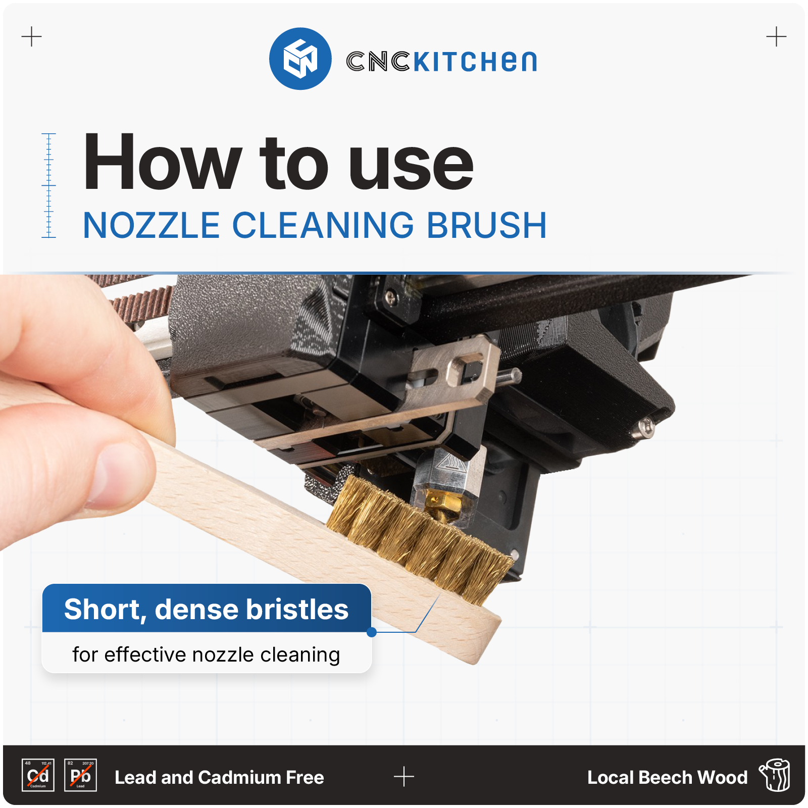 Nozzle Cleaning Brush med bøgetræsskaft