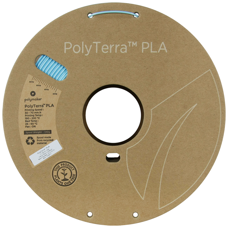 (UDGÅR) Polymaker | PolyTerra PLA Dual | Glacier Blue (Ice-Blue) | 1.75mm | 1 kg