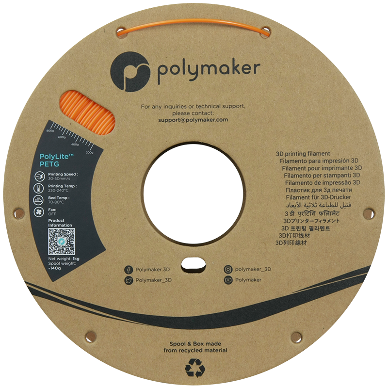 Polymaker | PolyLite PETG | Orange | 1.75mm | 1 kg
