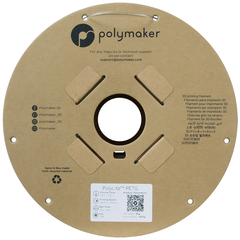 (UDGÅR) Polymaker | PolyLite PETG | Clear | 1.75mm | 3 kg
