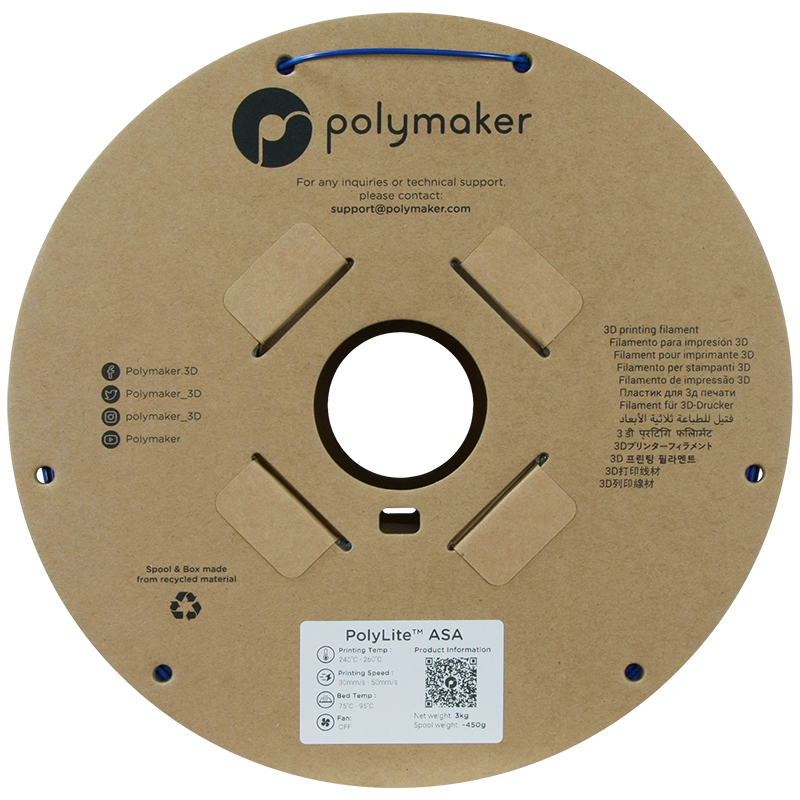 (UDGÅR) Polymaker | PolyLite ASA | Blue | 1.75mm | 3 kg