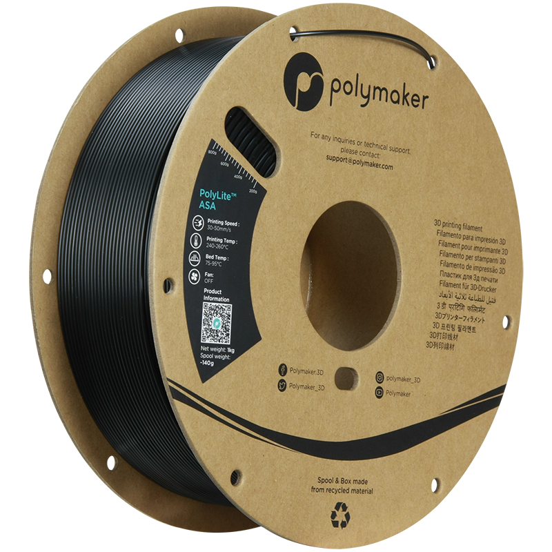 Polymaker | PolyLite ASA | Jet Black | 1.75mm | 1 kg