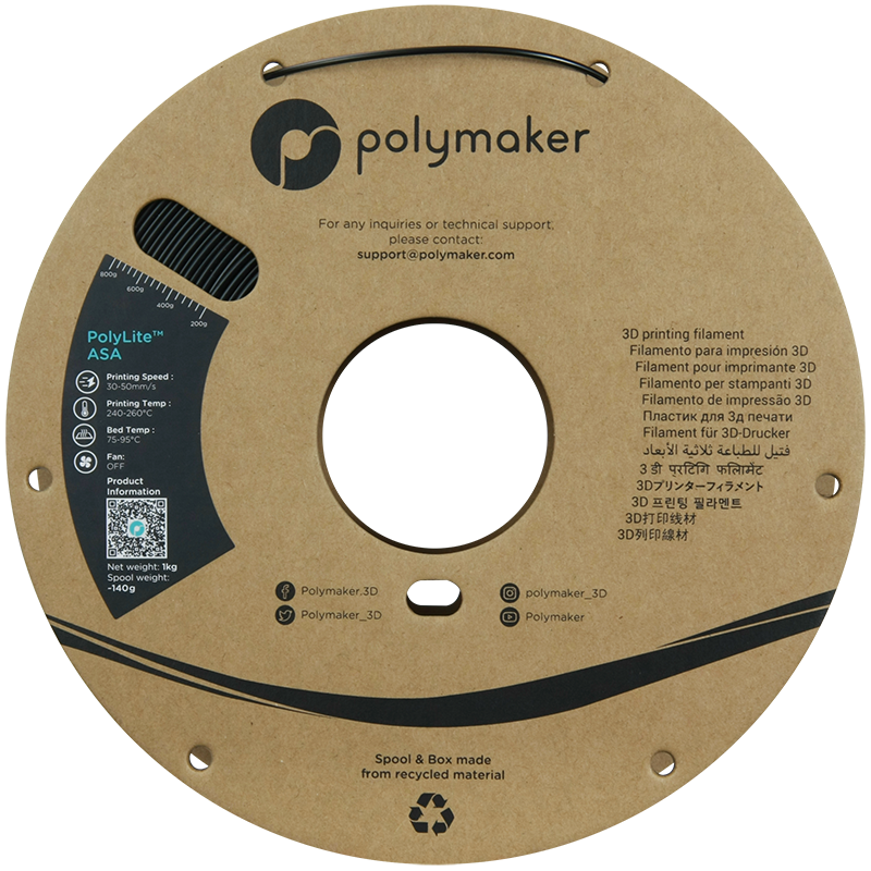 Polymaker | PolyLite ASA | Jet Black | 1.75mm | 1 kg