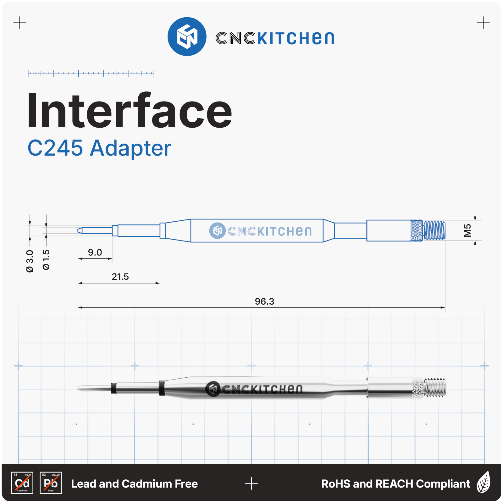 CNC Kitchen C245-adapter med M5-gevind til installationsspidser
